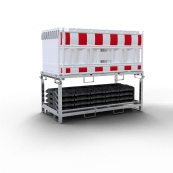 SET | with 20 panel fence | and 21 base plates | on storage and transport traverse | without lamp adapter | with red/white foil, type RA1/A | Barrier type NOX